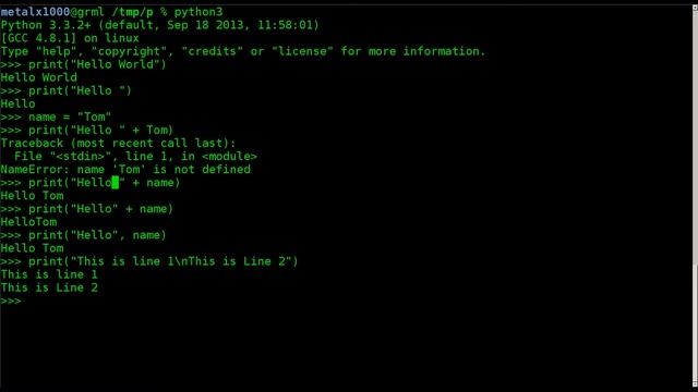 Python3 Tutorial 8 Printing Multiple Lines Linux смотреть онлайн