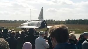 Aj-37 Viggen Warmup and taxi for takeoff, Flygfesten smaland airport 20120505..MOV