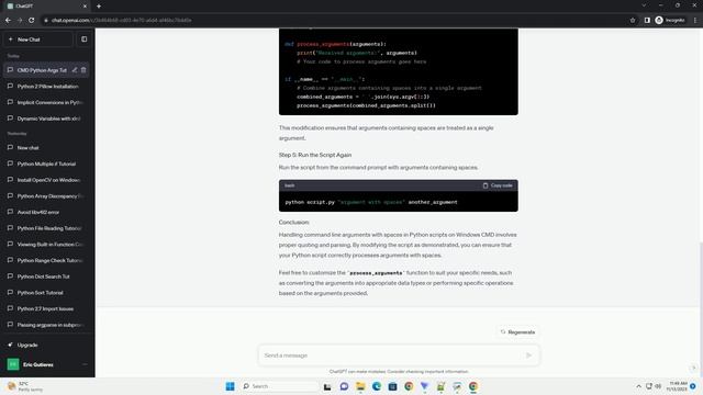 Read argument with spaces from windows cmd Python смотреть онлайн