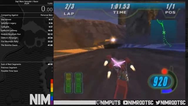Star Wars Episode I Racer (DC) - Malastare 100 3 laps in 1:53.684 (best lap: 36.905) смотреть онлайн