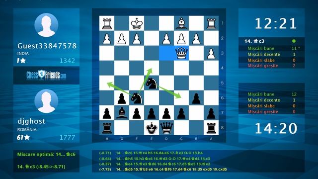 Chess Game Analysis: Guest33847578 - djghost : 0-1 (By ChessFriends.com) смотреть онлайн
