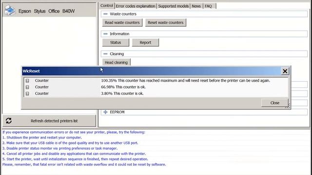 Reset Epson B40W Waste Ink Pad Counter смотреть онлайн