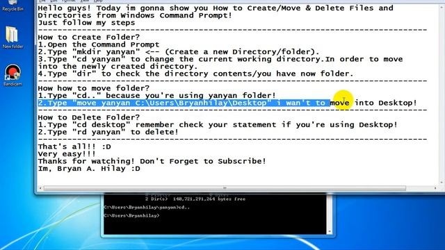 How to Create/ Move/ Delete Folder using CMD смотреть онлайн