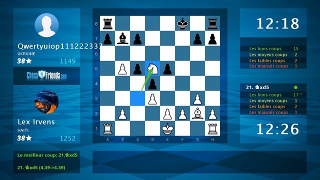 Chess Game Analysis: Lex Irvens - Qwertyuiop111222333 : 1-0 (By ChessFriends.com) смотреть онлайн