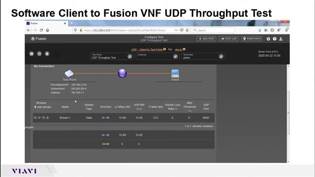 VIAVI Fusion: SW Client to VNF UDP Throughput Test Configuration смотреть онлайн