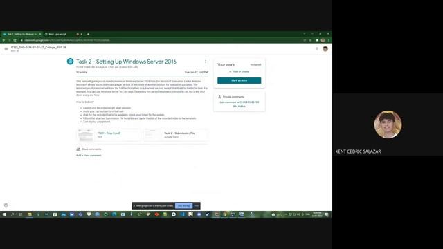 CamileSalazar Task 2 - Setting Up Windows Server 2016