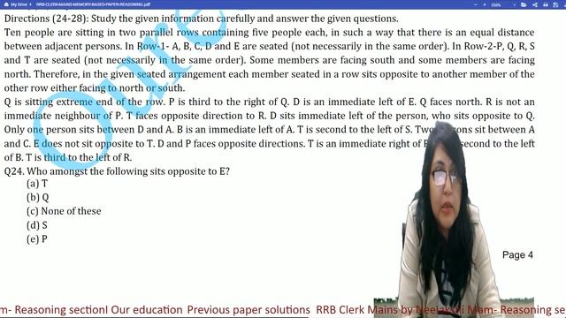 RRB Clerk Mains Previous paper solutions by Neelakshi Mam- Reasoning sectionI Our education смотреть онлайн
