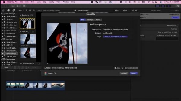 How to export Final Cut Pro files as mp4 for Instagram