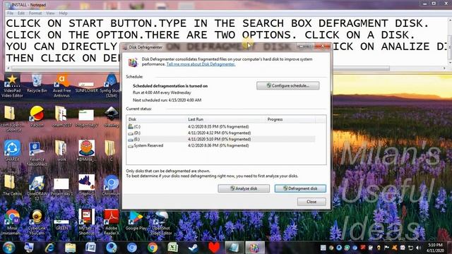 Defragment Disk(windows 7) смотреть онлайн