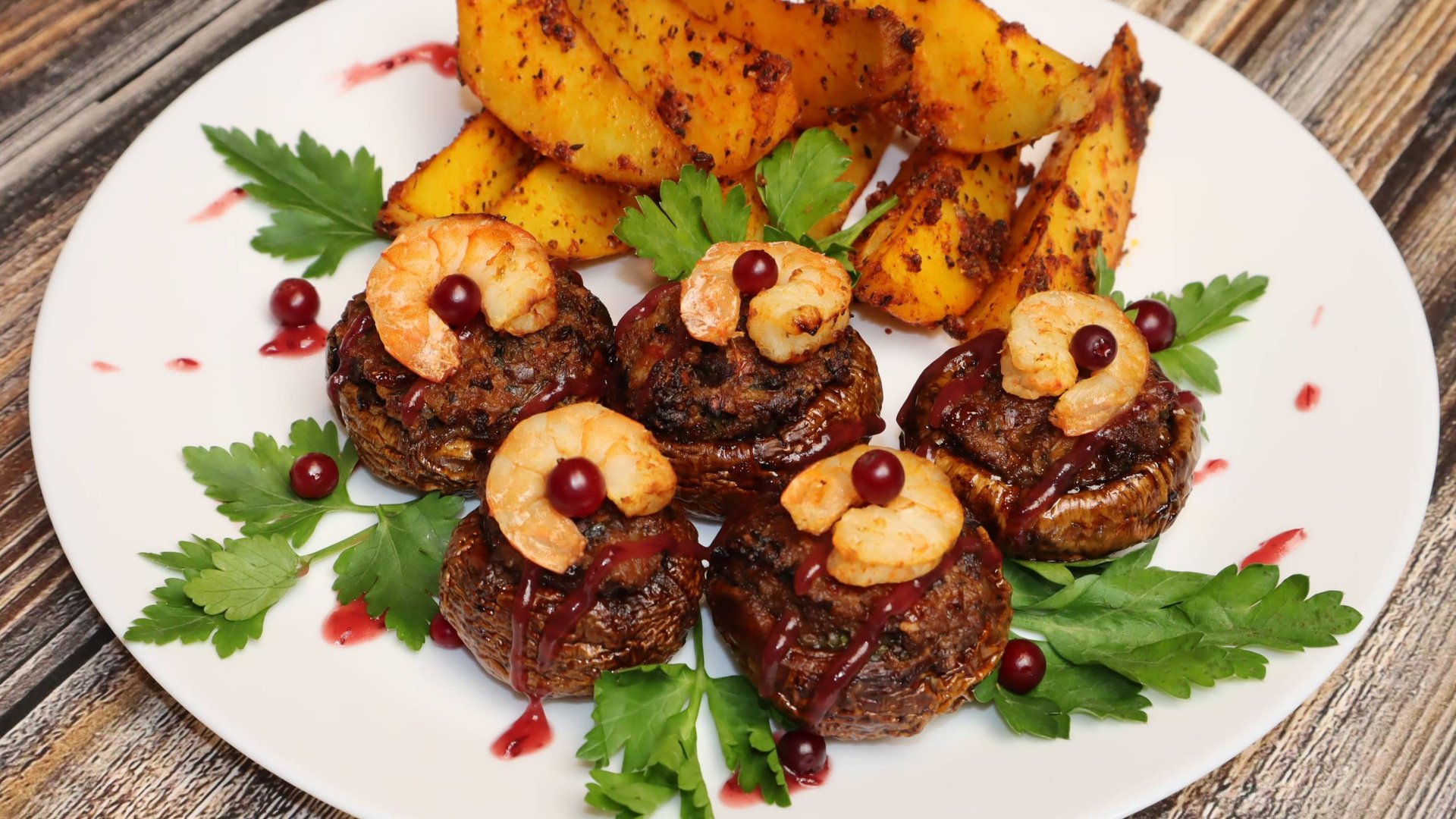 Рецепт - Фаршированные шампиньоны с клюквенным соусом/Постный рецепт смотреть онлайн