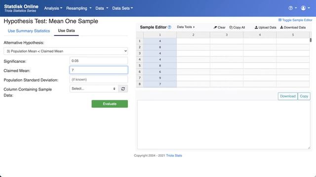 Statdisk Section 8-3: Using Statdisk to Test a Claim About a Population Mean смотреть онлайн