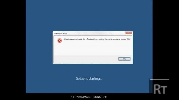 Error Windows 8 - "Windows cannot read the ProductKey setting from the unattend answer file."
