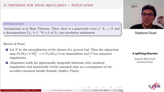 Stéphane Druel: A splitting theorem смотреть онлайн