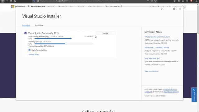 Installing Visual Studio 2019 on Windows 10 смотреть онлайн