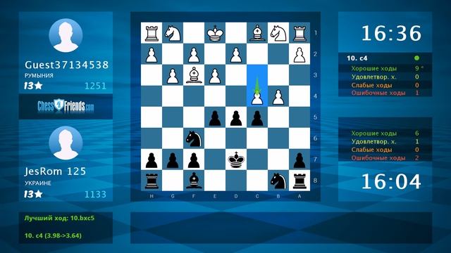 Chess Game Analysis: Guest37134538 - JesRom 125 : 1-0 (By ChessFriends.com) смотреть онлайн