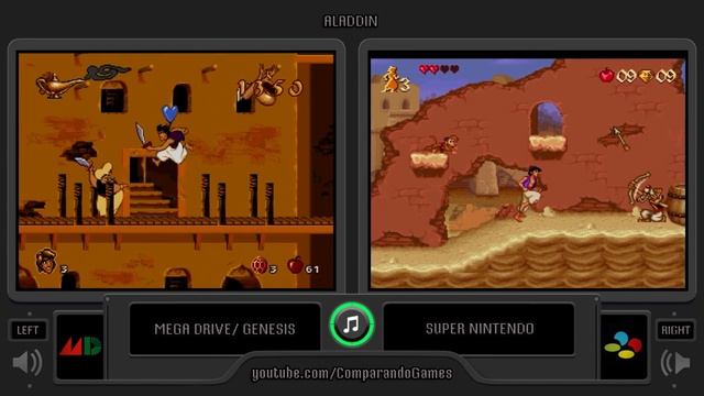 Aladdin (Sega Genesis vs Snes) Side by Side Comparison смотреть онлайн