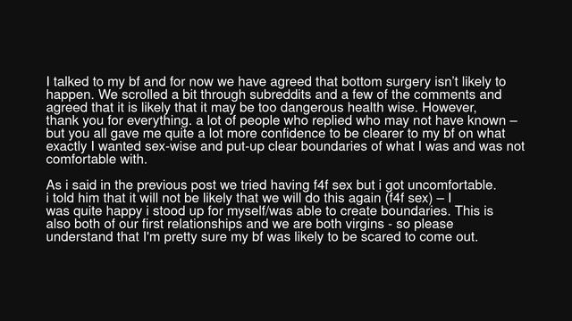 UPDATE: Didn't know my (18F) boyfriend (19M) was trans - how to approach sex? смотреть онлайн