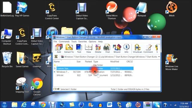 how to change your windows 7 button icon смотреть онлайн