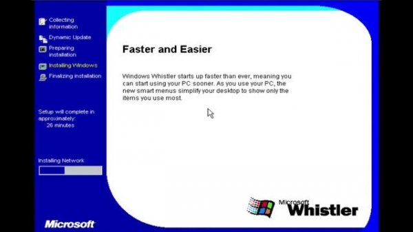 Installing Windows Whistler/Windows XP build 2416