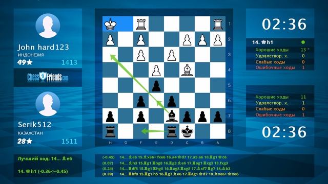Chess Game Analysis: John hard123 - Serik512 : 1/2-1/2 (By ChessFriends.com) смотреть онлайн