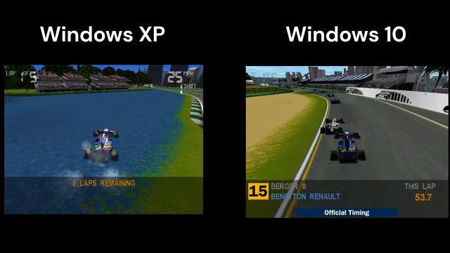 A comparison of Formula 1 97 on a Windows XP VM with 8GB of VRAM vs Windows 10 running with nGlide смотреть онлайн