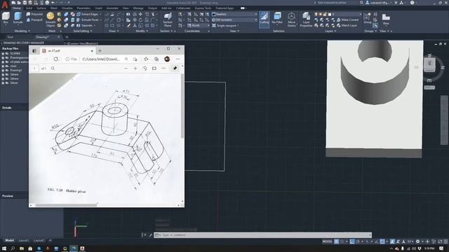AutoCAD 3d tutorial 2020 exercise 2 हिन्दी holder pivot смотреть онлайн