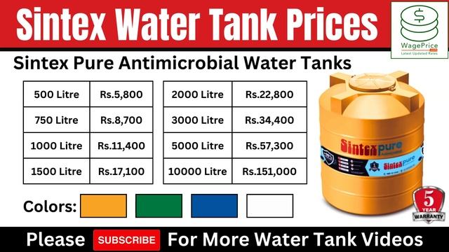 Sintex Water Tank Prices List in India 2024 | 200 litre, 500 ltr, 750 ltr, 1000 litre, 2000 ltr, et смотреть онлайн