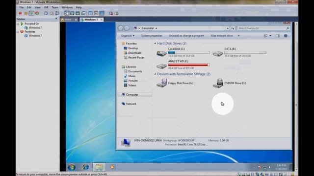 Connecting External HD to a VM workstation W7 смотреть онлайн