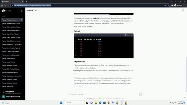 pandas window function row number смотреть онлайн