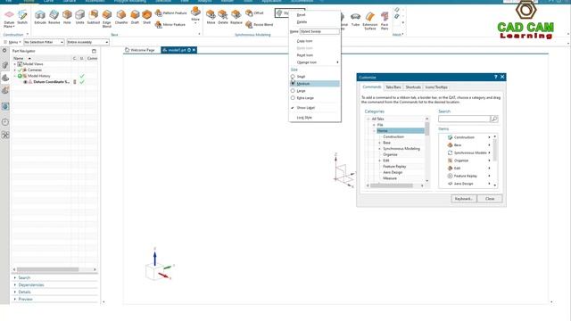 Siemens NX Tutorials #1.2 | Customize Tool Bar - Menu Bar - Ribbon Bar In NX 1953 Series Version
