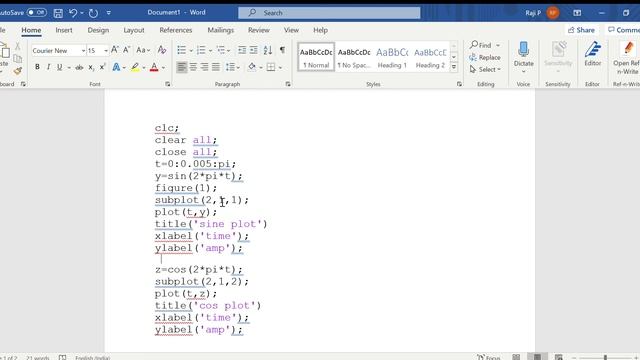 Basic program to plot sine and cosine wave in Matlab. смотреть онлайн