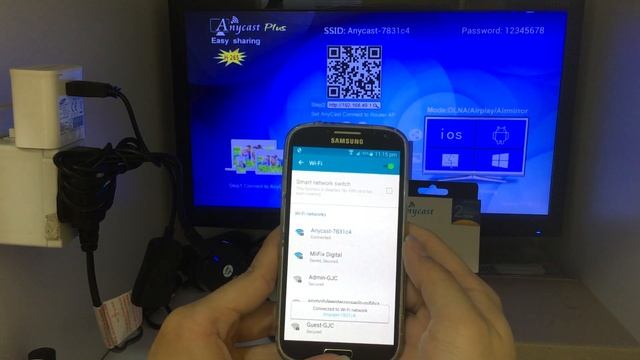 Anycast M3 Plus | WIFI DISPLAY RECEIVER connect setup with Android phone Android system смотреть онлайн