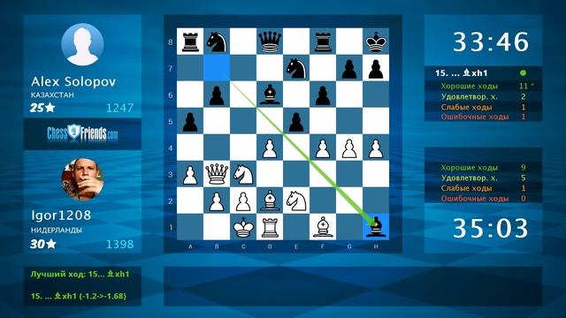Chess Game Analysis: Igor1208 - Alex Solopov : 1-0 (By ChessFriends.com) смотреть онлайн