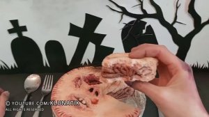 Kluna Eating BRAIN Pie!! with EYEBALLS and teeth | Kluna Tik Dinner #38 |ASMR eating sounds face pi