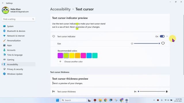 Text Cursor Settings in Windows 11 Laptop & Computer смотреть онлайн