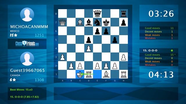 Chess Game Analysis: Guest39667065 - MICHOACANMMM : 1-0 (By ChessFriends.com) смотреть онлайн