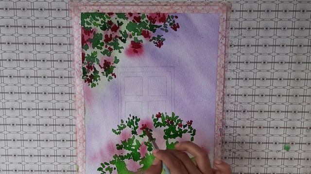 window Water colour painting| Easy watercolor painting| смотреть онлайн