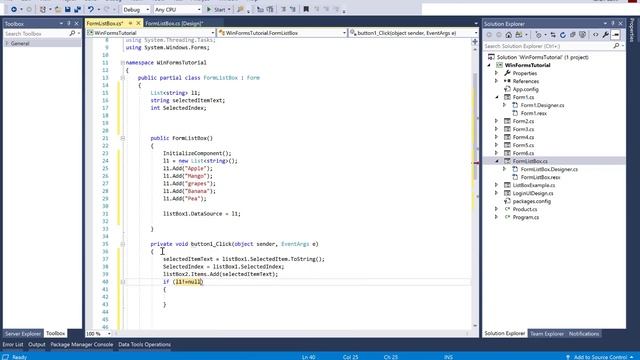 Move Item from one ListBox to another In Windows Forms C# смотреть онлайн
