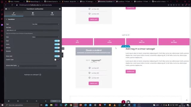 Javascript / jQuery alkalmazása Elementorhoz - Countdown Widget kiegészítések смотреть онлайн