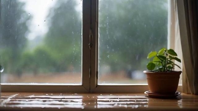 The soft sound of rain from behind the window. смотреть онлайн