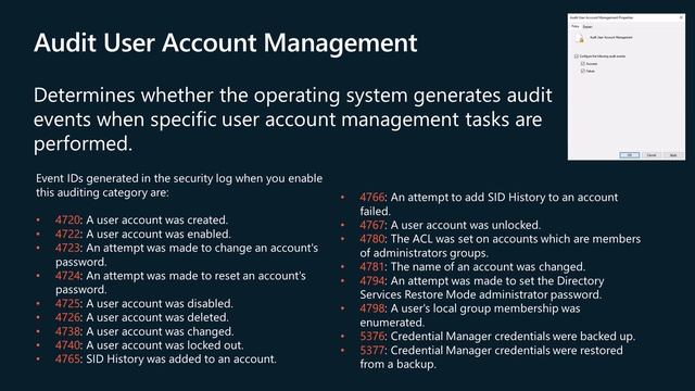 Windows Server Advanced Security Auditing: Account Management Policies смотреть онлайн