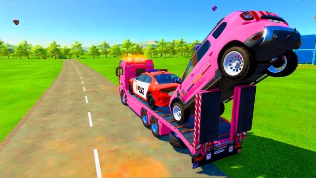 POLICE, AMBULANCE, TESLA, CHEVROLET CARS & VOLKSWAGEN POLICE with MAN TRUCKS! Farming Simulator 22 смотреть онлайн