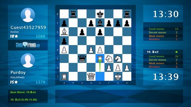 Chess Game Analysis: Purdoy - Guest43527959 : 1-0 (By ChessFriends.com) смотреть онлайн
