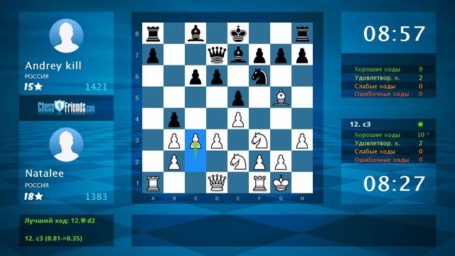 Chess Game Analysis: Natalee - Andrey kill : 1-0 (By ChessFriends.com) смотреть онлайн