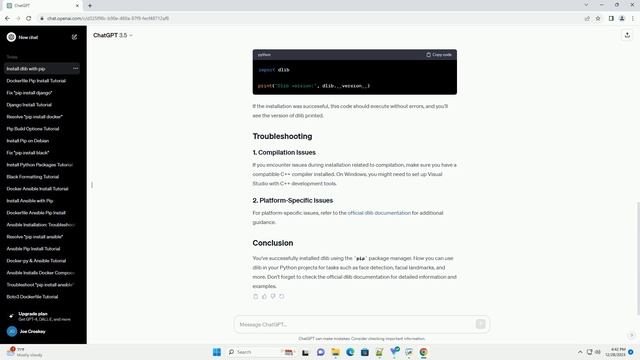 pip install dlib command смотреть онлайн