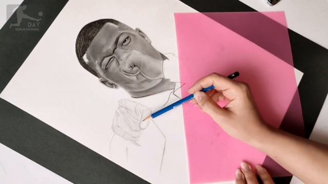 Mbappe Paris Saint-Germain . Day Drawing || Drawing Kylian Mbappe With Pencil