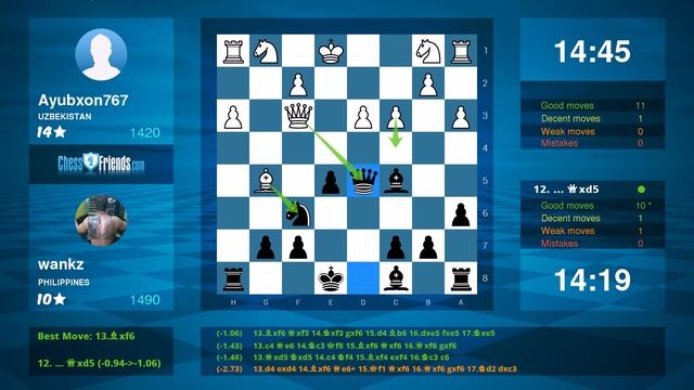 Chess Game Analysis: Ayubxon767 - wankz : 0-1 (By ChessFriends.com) смотреть онлайн