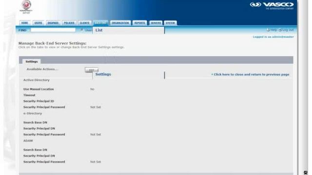 Vasco Identikey Server 3.3 - Set the general Settings for LDAP смотреть онлайн