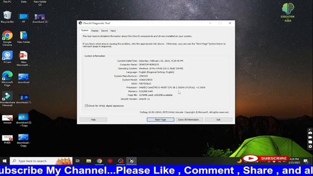 CHECK COMPUTER CONFIGURATION USING CMD | USE DXDIAG COMMAND | कंप्यूटर की जानकारी WITH COMMAND смотреть онлайн
